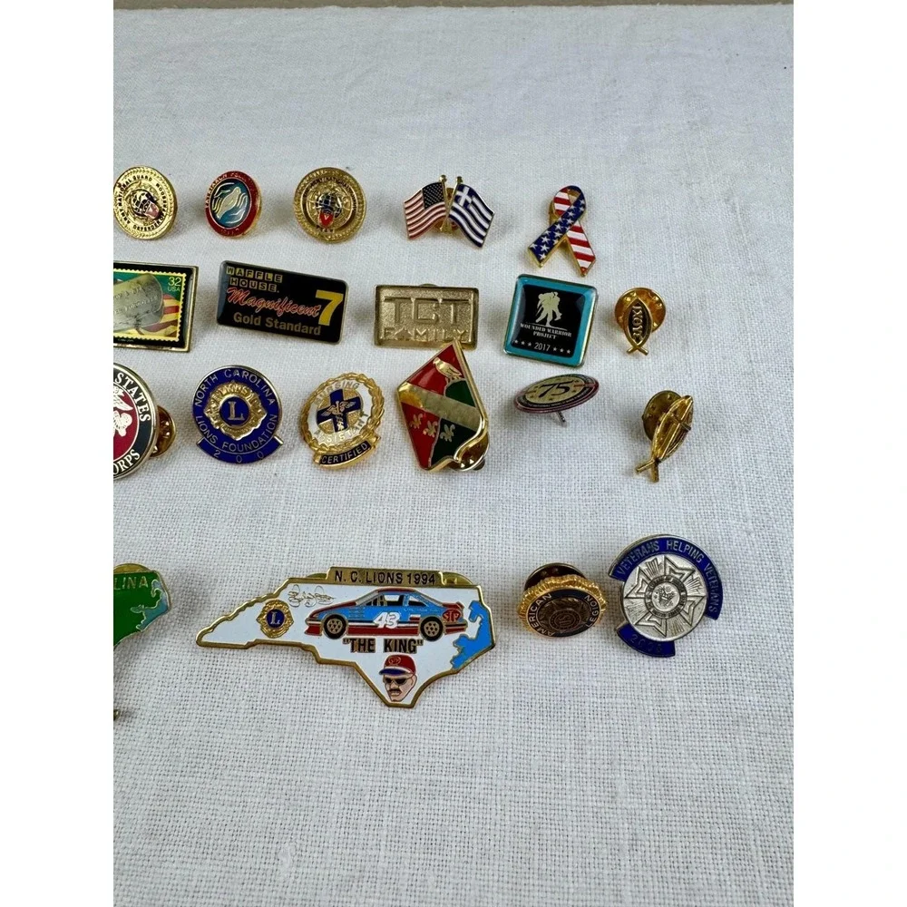 Vintage Military Patriotic North Carolina Lions Club Enamel Lapel Pin Lot 30+pc